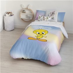 FUNDA NÓRDICA CON BOTONES 100% ALGODÓN MODELO SWEET TWEETY PARA CAMA DE 105 (180X240 CM)