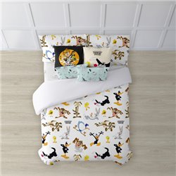 FUNDA NÓRDICA CON BOTONES 100% ALGODÓN MODELO LOONEY CHARACTERS PARA CAMA DE 105 (180X240 CM)