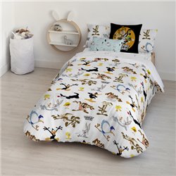 FUNDA NÓRDICA CON BOTONES 100% ALGODÓN MODELO LOONEY CHARACTERS PARA CAMA DE 105 (180X240 CM)