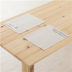 PACK 2 UNIDADES MANTEL INDIVIDUAL HIDROFUGADO ANTIMANCHAS LINO 100% LIGHT GREY