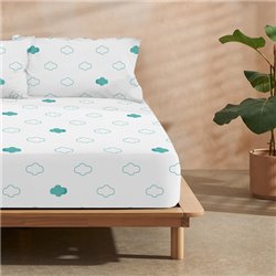 JUEGO DE SÁBANAS CON ALMOHADA Y BAJERA ESTAMPADAS A JUEGO 100% ALGODÓN MODELO BICI PARA CAMA DE 150/160 (240X270)