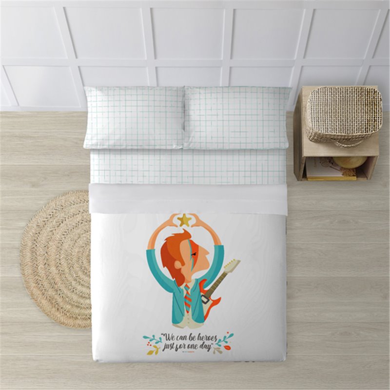 JUEGO DE SÁBANAS CON ALMOHADA Y BAJERA ESTAMPADAS A JUEGO 100% ALGODÓN MODELO HEROES PARA CAMA DE 180 (260X270) (240X270) 175X27