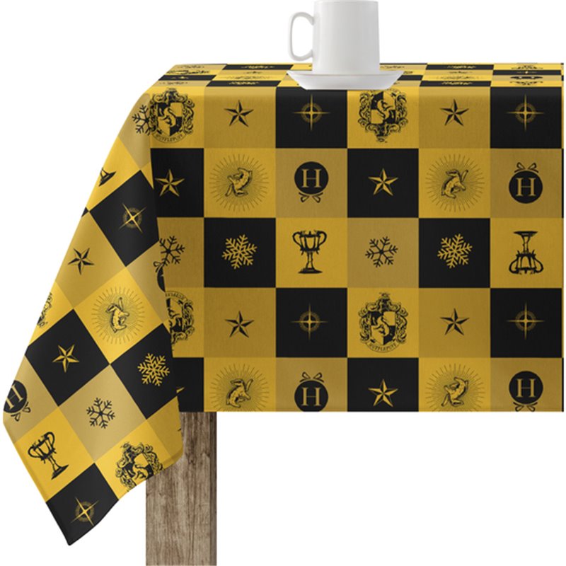 MANTEL RESINADO (TACTO PLASTIFICADO) ANTIMANCHAS MODELO HUFFLEPUFF CHRISTMAS