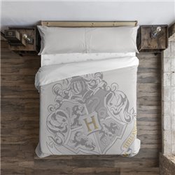 FUNDA NÓRDICA CON BOTONES 100% ALGODÓN MODELO HOGWARTS GREY PARA CAMA DE 120 (200X200 CM.)