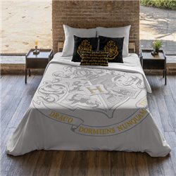 FUNDA NÓRDICA CON BOTONES 100% ALGODÓN MODELO HOGWARTS GREY PARA CAMA DE 105 (180X220 CM)