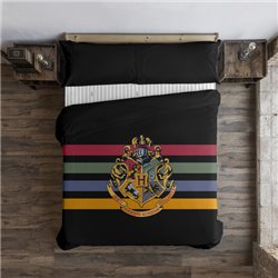 FUNDA NÓRDICA CON BOTONES 100% ALGODÓN MODELO HOGWARTS BLACK PARA CAMA DE 150/160 (240X220 CM)