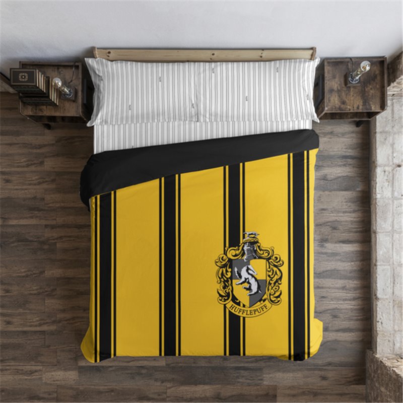 FUNDA NÓRDICA CON BOTONES 100% ALGODÓN MODELO HUFFLEPUFF RAYAS PARA CAMA DE 180 (260X240 CM)