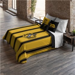 FUNDA NÓRDICA CON BOTONES 100% ALGODÓN MODELO HUFFLEPUFF RAYAS PARA CAMA DE 80 (140X200 CM.)