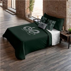 FUNDA NÓRDICA CON BOTONES 100% ALGODÓN MODELO SLYTHERIN VALUES PARA CAMA DE 90 ( 155X220 CM.)