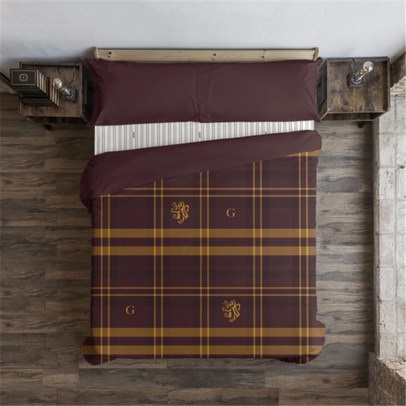 FUNDA NÓRDICA CON BOTONES 100% ALGODÓN MODELO GRYFFINDOR CUADRO PARA CAMA DE 135/140 (220X220 CM)