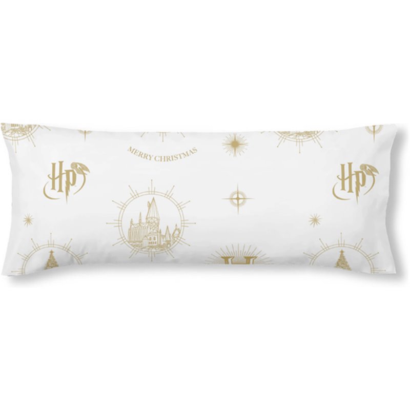 FUNDA DE ALMOHADA 100% ALGODÓN MODELO HOGWARTS GOLD CHRISTMAS DE 80X80 CM.