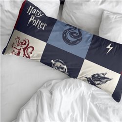 FUNDA DE ALMOHADA 100% ALGODÓN MODELO HOGWARTS CUADROS AZUL DE 80X80 CM.