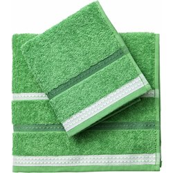 SET DE 2 TOALLAS (50X30CM + 90X50CM) 450GSM 100% ALGODÓN, VERDE CON RAYAS