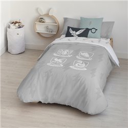 FUNDA NÓRDICA CON BOTONES 100% ALGODÓN MODELO HOGWARTS SHIELDS PARA CAMA DE 80 (140X200 CM.) - Teknashop Ltd