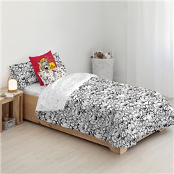 FUNDA NÓRDICA CON BOTONES 100% ALGODÓN MODELO TOM & JERRY BLACK & WITHE PARA CAMA DE 80 (140X200 CM.) - Teknashop Ltd