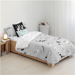 FUNDA NÓRDICA CON BOTONES 100% ALGODÓN MODELO LOONEY BLACK & WHITE PARA CAMA DE 180 (260X240 CM) - Teknashop Ltd