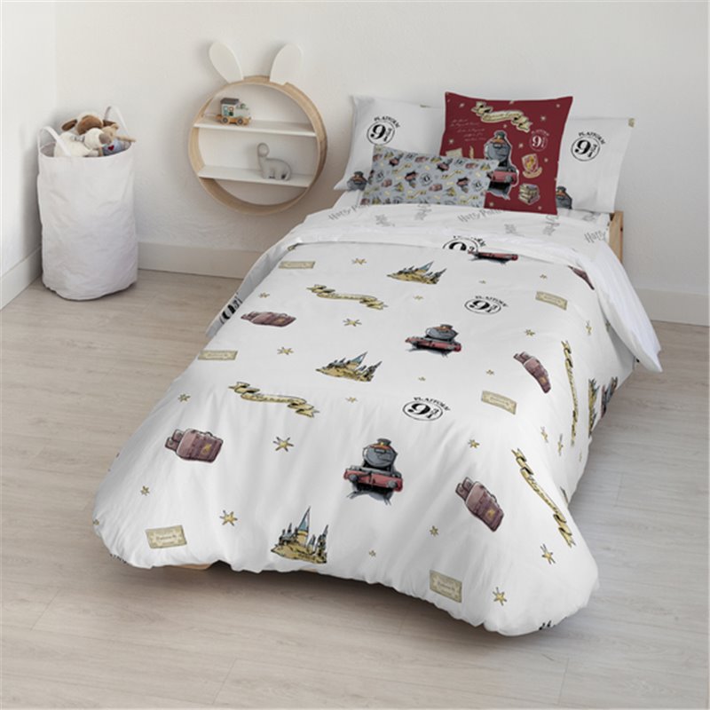 FUNDA NÓRDICA CON BOTONES 100% ALGODÓN MODELO PLATFORM 9 3-4 PARA CAMA DE 90 (155X220 CM) - Teknashop Ltd