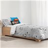 FUNDA NÓRDICA CON BOTONES 100% ALGODÓN MODELO SUPERMAN GREY PARA CAMA DE 120 (200X200 CM.) - Teknashop Ltd