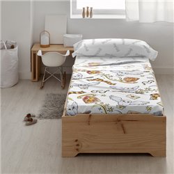 JUEGO DE SÁBANAS CON ALMOHADA Y BAJERA ESTAMPADAS 100% ALGODÓN MODELO HEDWIG PARA CAMA DE 105. 