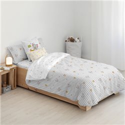 FUNDA NÓRDICA CON BOTONES 100% ALGODÓN MODELO TOM JERRY VICHY PARA CAMA DE 90 ( 155X220 CM.) - Teknashop Ltd