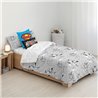 FUNDA NÓRDICA CON BOTONES 100% ALGODÓN MODELO SUPERMAN GREY PARA CAMA DE 135/140 (220X240 CM) - Teknashop Ltd