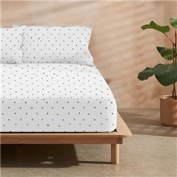 JUEGO DE SÁBANAS CON ALMOHADA Y BAJERA ESTAMPADAS 100% ALGODÓN MODELO ZURI PARA CAMA DE 90. 