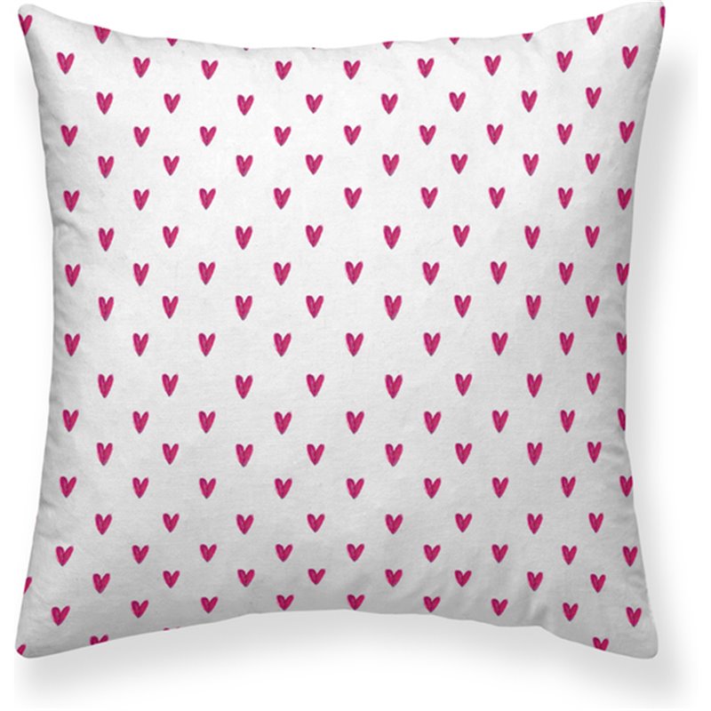 FUNDA DE ALMOHADA 100% ALGODÓN MODELO CORAZONES DE MUNDOPIRUUU DE 65X65 CM. 