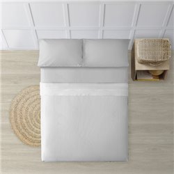 JUEGO DE SÁBANAS 100% ALGODÓN MODELO PAPAMOA GRIS RAYA PARA CAMA DE 180.