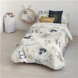 FUNDA NÓRDICA CON BOTONES 100% ALGODÓN MODELO HPOTTER GOLD BEIGE PARA CAMA DE 105 (180X240 CM) - Teknashop Ltd