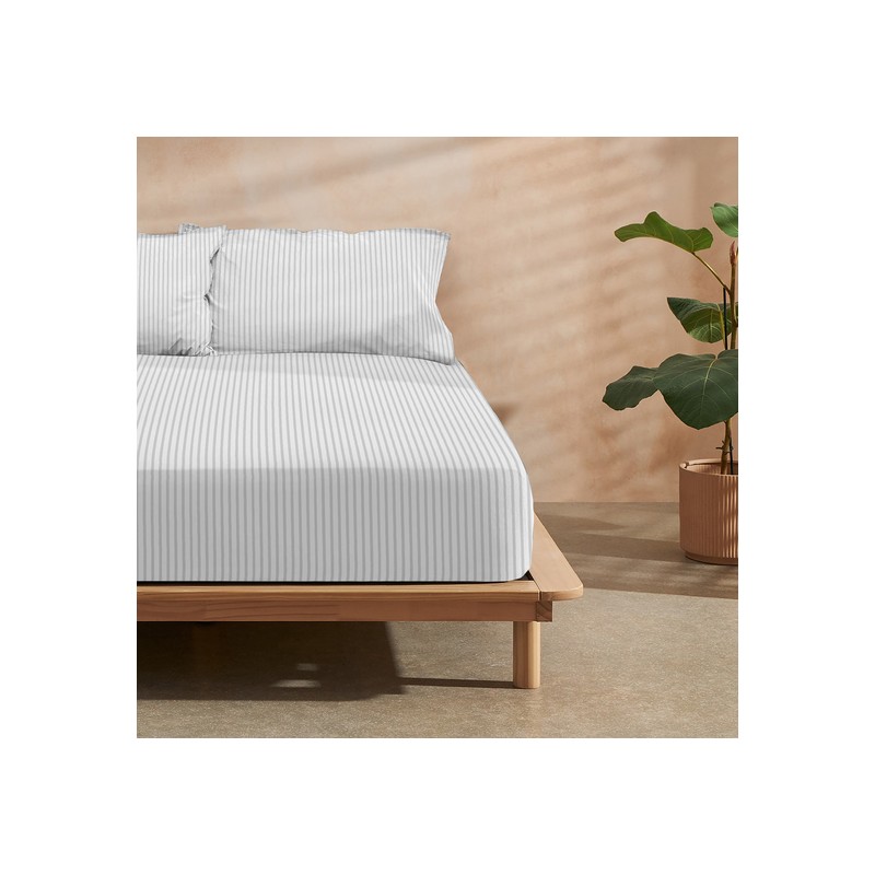 BAJERA PAPAMOA GRIS RAYA 100% ALGODÓN PARA CAMA DE 105 - Teknashop Ltd