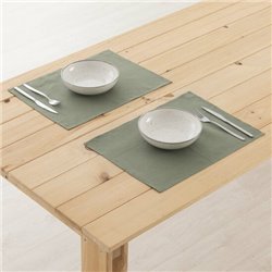 PACK 2 UNIDADES MANTEL INDIVIDUAL HIDROFUGADO ANTIMANCHAS LINO 100% ARMY GREEN