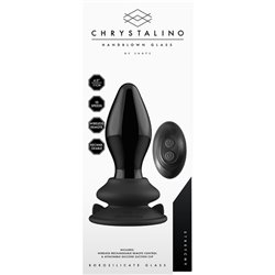 STRETCHY - GLASS VIBRATOR - WITH SUCTION CUP AND REMOTE - RECHARGEABLE - 10 VELOCIDADES - NEGRO