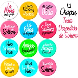 12 CHAPAS DESPEDIDA DE SOLTERA TEAM (BOLSA) 