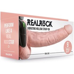 REALROCK-STRAP-ON HUECO VIBRATORIO CON BOLAS - 9/ 23 CM-PIEL