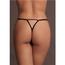 LE DÉSIR JULIE - TANGA ELÁSTICO CON ENCAJES Y TIRAS AJUSTABLES - NEGRO