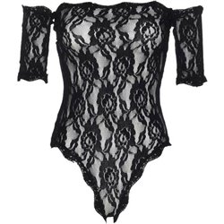 BODY TEDDY DE ENCAJE FLORAL - NEGRO