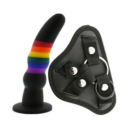 COLOURFUL LOVE STRAP ON SOLID DILDO