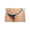 TANGA SEXY DELUXE DE MICROTUL NEGRO CON ENCAJE BORDADO EN ROJO CON HILOS DORADOS NEGRO