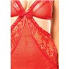 LEG AVENUE CONJUNTO 2 PIEZAS CHEMISE TIPO DELANTAL CON CINTA SATÉN Y TANGA ROJO