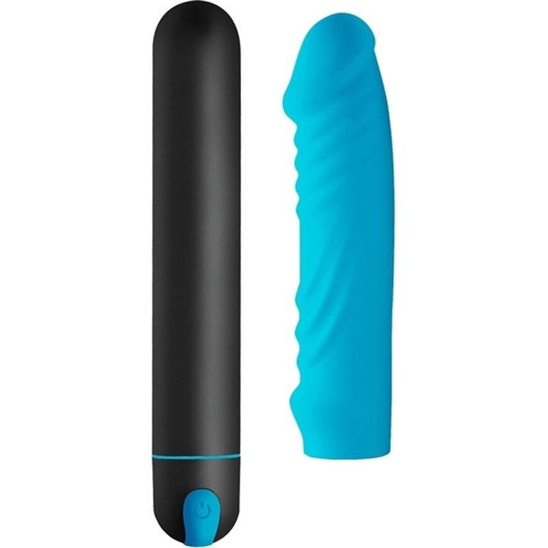 BALA XL CON FUNDA DE SILICONA FORMA PENE - AZUL 