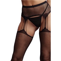 LE DÉSIR - PANTY DIAMANTES DE IMITACIÓN CON TIRANTES- NEGRO