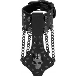 OUCH! SKULLS AND BONES BRAZALETE CON CALAVERAS Y CADENAS - NEGRO