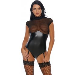 SULTRY VIXEN TEDDY WITH GARTER STRAPS NEGRO