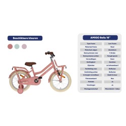 Bella 16 Inch 26 cm Girls Coaster Brake Salmon