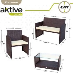 CONJUNTO DE SOFÁ (108X59X76 CM) + 2 SILLONES (59X76 CM) + MESA (85X45X41 CM) AKTIVE