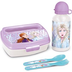 SET DE BOTELLA Y SANDWICHERA + CUBIERTOS FROZEN II "ONE HEART"