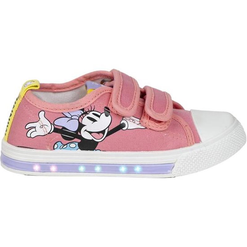 ZAPATILLA LONETA SUELA PVC CON LUCES ALGODÓN MINNIE