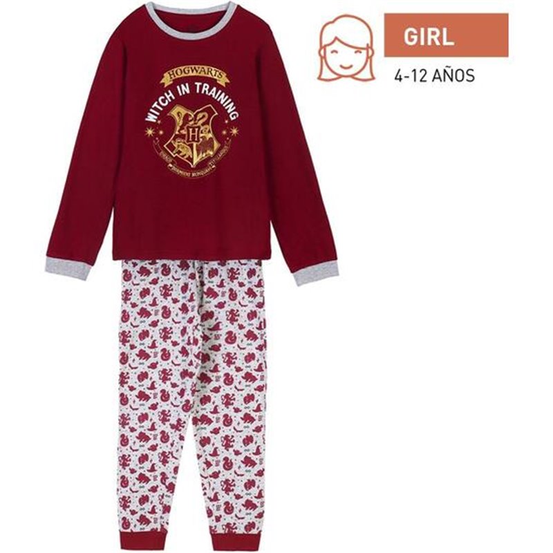 PIJAMA LARGO SINGLE JERSEY HARRY POTTER DARK RED