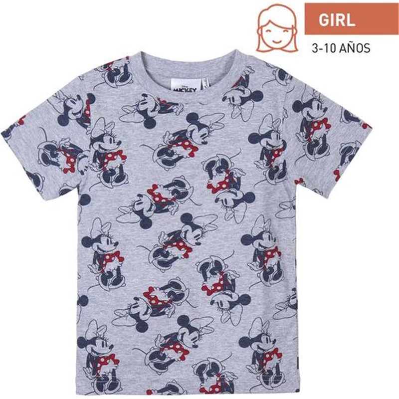 CAMISETA CORTA SINGLE JERSEY PUNTO MINNIE GRAY