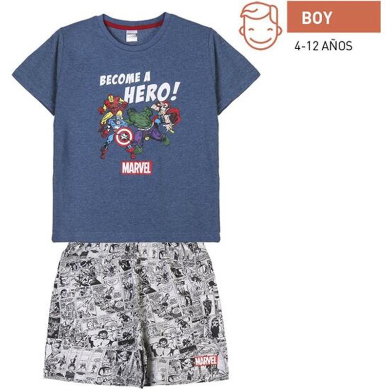 PIJAMA CORTO SINGLE JERSEY PUNTO MARVEL GRAY